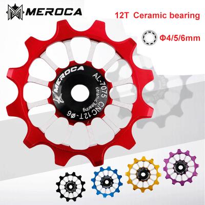 China MEROCA 12T MTB Bicycle Derailleur Rear Jockey Wheel Ceramic Bearing AL7075 Pulley CNC 4mm5mm6mm Road Bike Guide Roller Idler 0 for sale