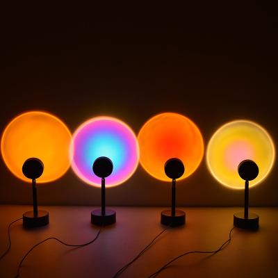 China Modern Mini Bedroom Living Room Background Decoration Floor Light Modern Round Photo Props LED Projection Sunset Projector Lamp for sale