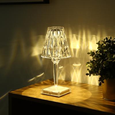 China New Luxury Modern USB Touch Switch Bed Side Light Acrylic Rechargeable Smart Fill Lead Crystal Table Lamp for sale