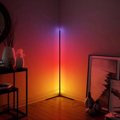 China Modern Hot Sale Minimalistic Room Smart Vibe RGB Led Floor Light Nordic Black Minimal Remote Adjustable Standing Floor Lamp for sale