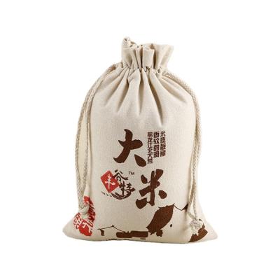 China Cheap green thick cotton shopping bag promotion canvas drawstring bag and grain rice coffee bean storage canvas bag for sale