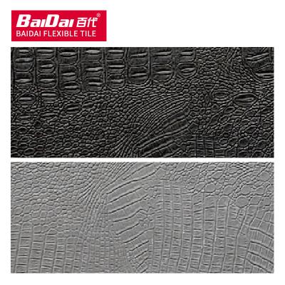 China Factory Best Price Flexible Crocodile Skin Like Texture Leather Stone for sale