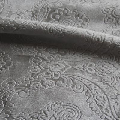 China Antistatic 3D Embossed Velvet Sofa Fabric / Polyester Crushed Italy Velvet Fabric For Curtain for sale