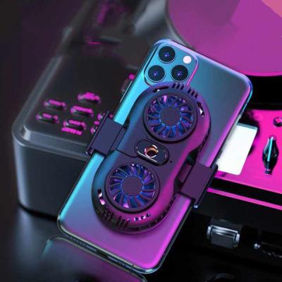 China Universal Mobile Phone PORTABLE Semiconductor Radiator Dual Fan Cell Phone Cooler for Game Phone Stand Gamepad Controller for sale