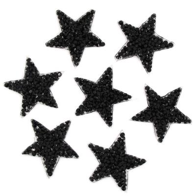 China Stickers Shinny Fabric Rhinestone Star Patches PU Leather Clothing Label Logo for sale