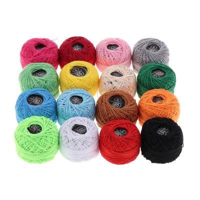 China Sustainable Cotton Blended Colors Thread Spool For Knitting And Crochet Cotton Yarns In 16 Colors Sewing Threads for sale