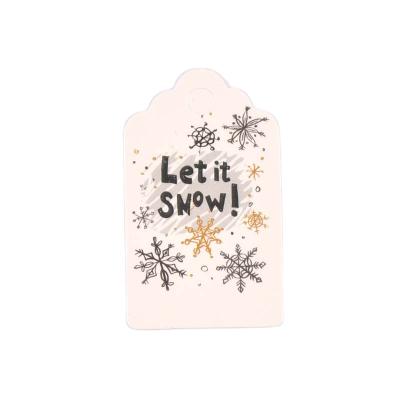 China Sustainable Printed Garment Swing Recycle Cardboard Kraft Paper Gift Designer Tag With Ring Christmas Hangtag for sale