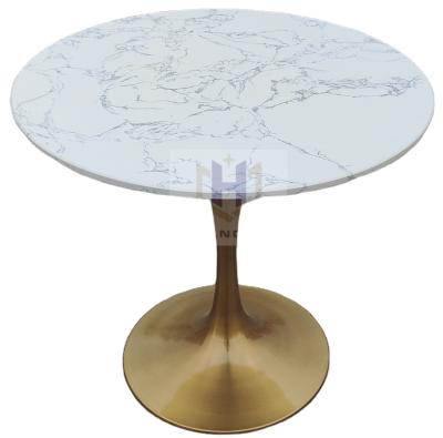 China Wholesale Modern Gold Marble Stainless Steel Dining Room Round Stainless Steel Tulip Table Dining Base for sale