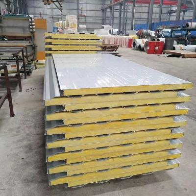 China Steel ENV Color Sandwich Panel Rock Wool Sandwich Panel Partition Wall Panel Easy Installation Fireproof Sandwich Panel Roof for sale