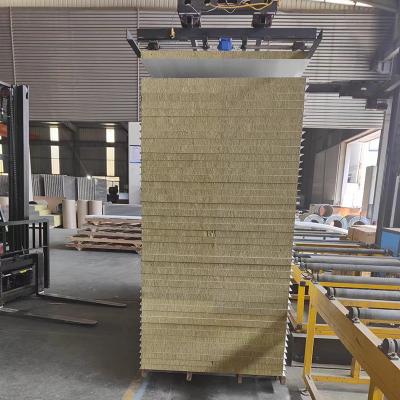 China Easy Installation Soundproof Metal Insulated Walls Panel Partition Wall Panel Warehouse Rock Wool Sandwich Panel for sale