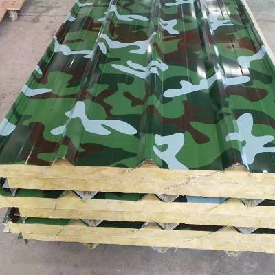 China Easy Installation Fireproof Exterior Roof Tile Insulated Steel Color Roof Sandwich Panels Rock Wool Sandwich Roof Panels for sale