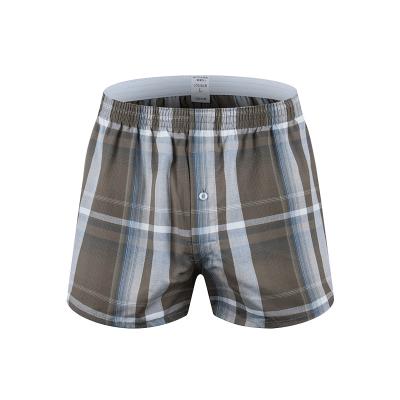 China Antibacterial Soft Fabric Plaid Pattern Woven Boxer Briefs Underwear Witn Logo For Personal Customized Man for sale