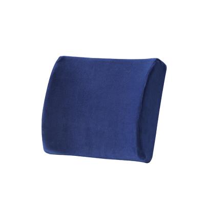 China PORTABLE Popular Back Support Cushion Navy Blue Velvet Memory Foam Lumbar Back Cushion With Elastic Back Support Pillow for sale