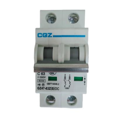 China Solar PV System CGZ GZ47-63Z DC 40 Amp Circuit Breaker 2Pole 6-63A Mini Solar PV MCB 550V 800V Switch for sale