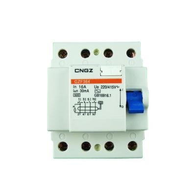 China CGZ 4 Pole 25A Earth Leakage Type RCCB RCBO 4KA / 6KA for sale