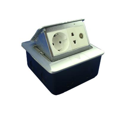 China Residential / Multi-Purpose Round Pin TV Socket Aluminum Sliver 2 Pin 2 Box Floor Socket Outlet Outlet for sale