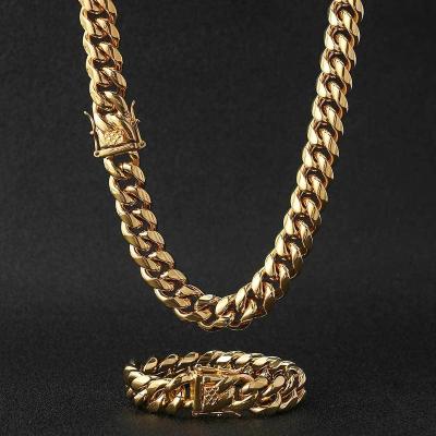 China Wholesale Gold Plated Stainless Steel Women 14k 18k Miami Cuban Link Chain Mens Vintage Gold Chain Necklace Jewelry for sale