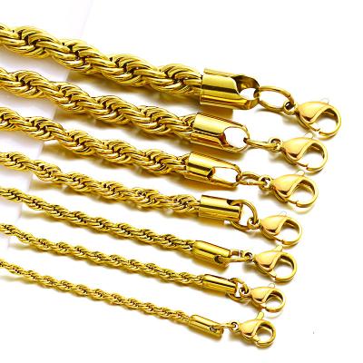 China Vintage Stainless Steel Link Chain Rope Chain Necklace For Men Fashion Hip Hop Jewelry for sale