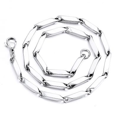 China Vintage Stainless Steel Link Melon Seed Rope Chain Silver Plated Necklace For Men Fashion Hip Hop Jewelry for sale