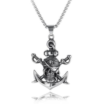 China New Punk Pirates Of The Caribbean Mens Stainless Steel Compass Pendant Necklace For Men for sale