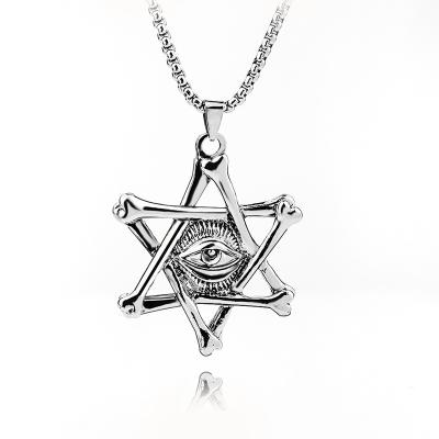 China New Six Star Hiphop Demon Eye Sharp Stainless Steel Men's Amulet Pendant Necklace for sale