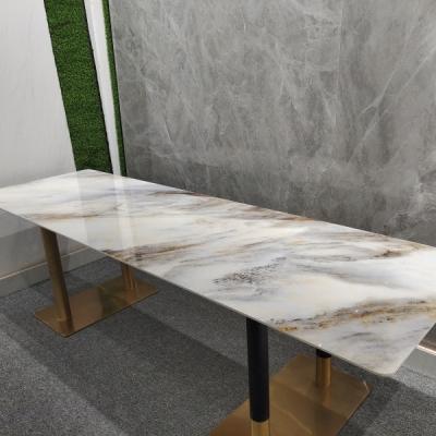 China Modern Wedding Banquet Metal Italian White Marble Dining Table For Sale for sale