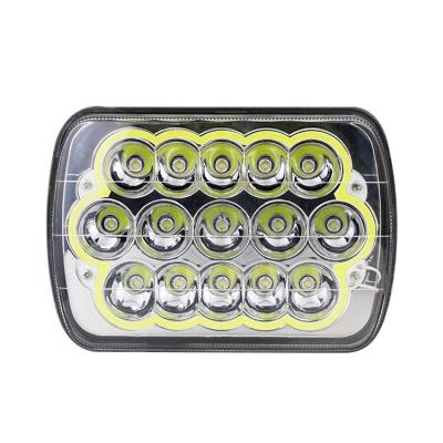 China Rectangular Hi/Low Die-Cast Aluminum Housing Sealed Beam Headlight DOT Approved Angel Eyes 5x7 Inch Led Headlight For Off-Road Truck for sale