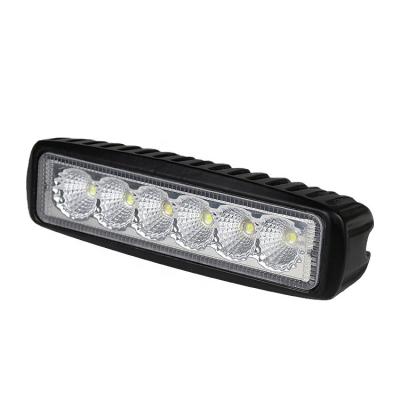 China Auto Lighting Systems Car Off Road Truck Single Row Light Bar 12V 24V 18W Super Waterproof Spot Flood Beam 6 Inch Led Work Light for sale