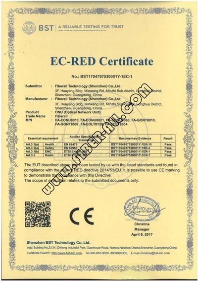 CE Certificate -  Fiberall Technology (Shenzhen) Co., Ltd