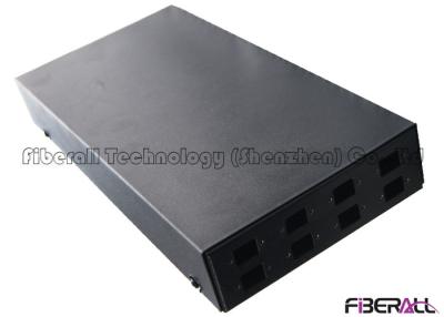 China Small Interior Optic Fiber Terminal Box Black 8 Ports 2 Inlets Fiber Entry for sale