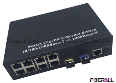 China Tipo convertidor del anillo de la fibra de Multiport del gigabit medios con 8 puertos RJ45 y 2 ranuras de SFP en venta