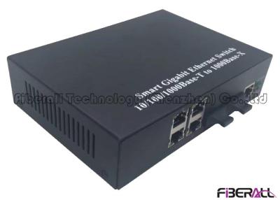 China interruptor dual de Ethernet de la fibra del 10/100/1000M para la red de anillo con cuatro puertos RJ45 en venta