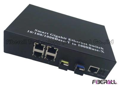 China interruptor de Ethernet de la fibra 10/100/1000Base-T para la red colocada con 2 SFP 4 puertos del LAN en venta