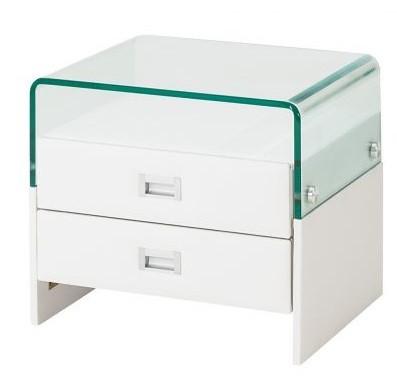 China hot sale modern glass top nightstand with two drawers #25 for sale