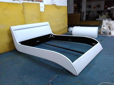 China comtemporary king size, queen size leather bed with LED light for sale