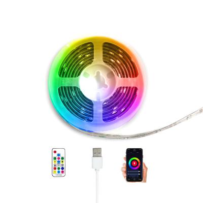 China Residential Programmable 5050 Supplier CE ROHS OEM Ceiling 5m USB Colorful Blue Tooth RGB 5v RGB Led Strip Light for sale