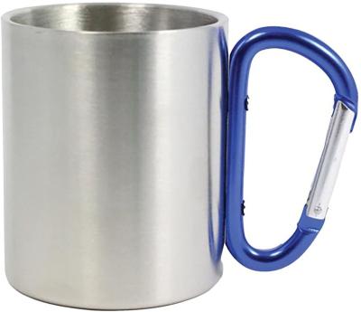 China Sustainable Travel Increasing Promotion Gifts Outdoor Customized Portable Stainless Steel Mug Carabiner To Handle Stainless Steel Mug for sale