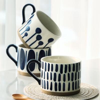 China Multi-pattern Viable Simple Nordic Mug With Handle Personalized Hand-painted Mug Creative Ceramic Mug for sale