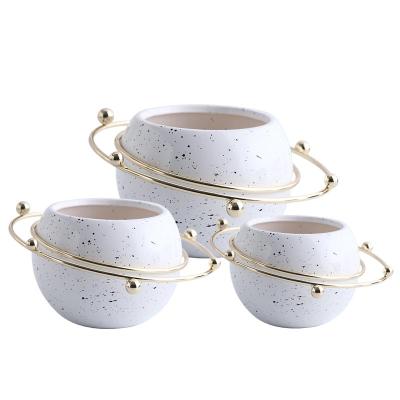 China Nordic Modern Star Ring Small Flower Pot Ceramic Flower Pot For Home Decoration for sale