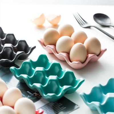 China New Arrival Hot Selling Viable In Amazon Ceramic Egg Tray / Kitchen Egg Storage Rack for sale