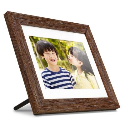 China Wooden Wifi Digital Picture Frame Touch Screen LCD Show App Control 1280x800 Wireless 16GB Android 10 Inch WIFI Digital Photo Frame for sale