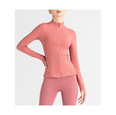 China Breathable Running Jacket Long Sleeve Zippered Track Wear Gym Fitness Yoga Sports Slim Fit Sports Coat for sale