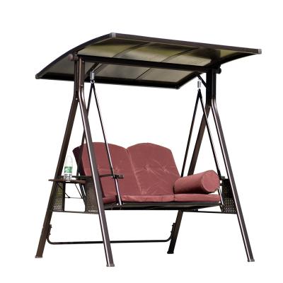 China Contemporary Custom Outdoor Swing Chair , Patio Metal Swing With Sun Board Umbrella Ceiling for sale