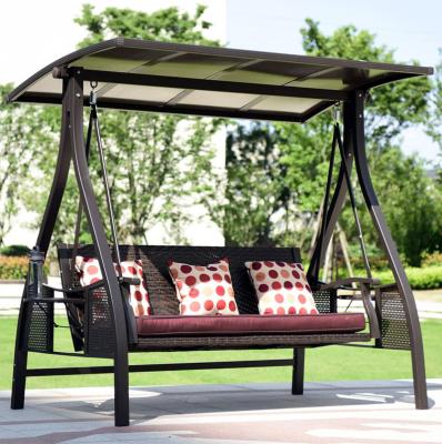 China Contemporary 3 Seats Steel Canopy Outdoor Adjustable UV Patio Swings Beach Sofa Chairs for sale