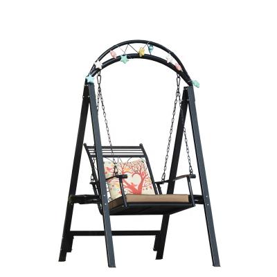 China Durable Modern Outdoor Steel Iron Single Seat Hanging Rocking Chair With Exquisite Bracket And Pendant for sale