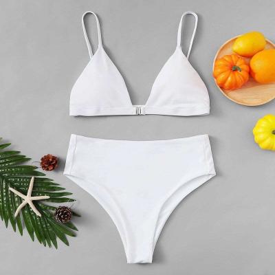 China Breathable Manufacturer custom seamless sexy girl thong swimsuits personalized style design Split type white bikini for sale