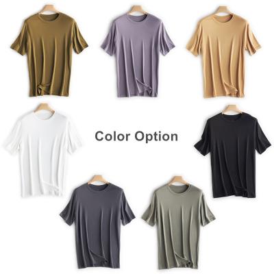 China Pantone Short Mens T Shirt New Design Custom Anti-Wrinkle Sleeves Anti-Smell Micro Knit Modal V-Neck Stitches Ultra Comfortable T-Shirts for sale