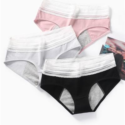 China Antibacterial Breathable Girls Menstrual Panties Lace Up Period Bikini Panties Safety Hot Underwear Three Layer Period Panties for sale