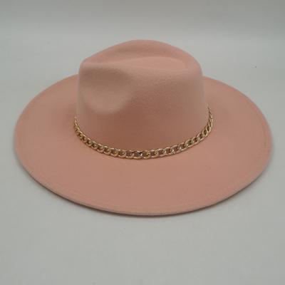 China 2022pink Fashion Simple High Quality Floppy Wide Brim Color Cowboy Displacement Fedora Hats Felt Hat for sale