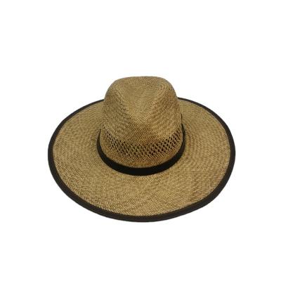 China Character Straw Hat Manufactory Promotional Paper Edge Straw Weaving Craft Beach Wide for sale